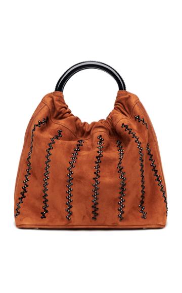 Marina Raphael Camila Embroidered Suede Bag