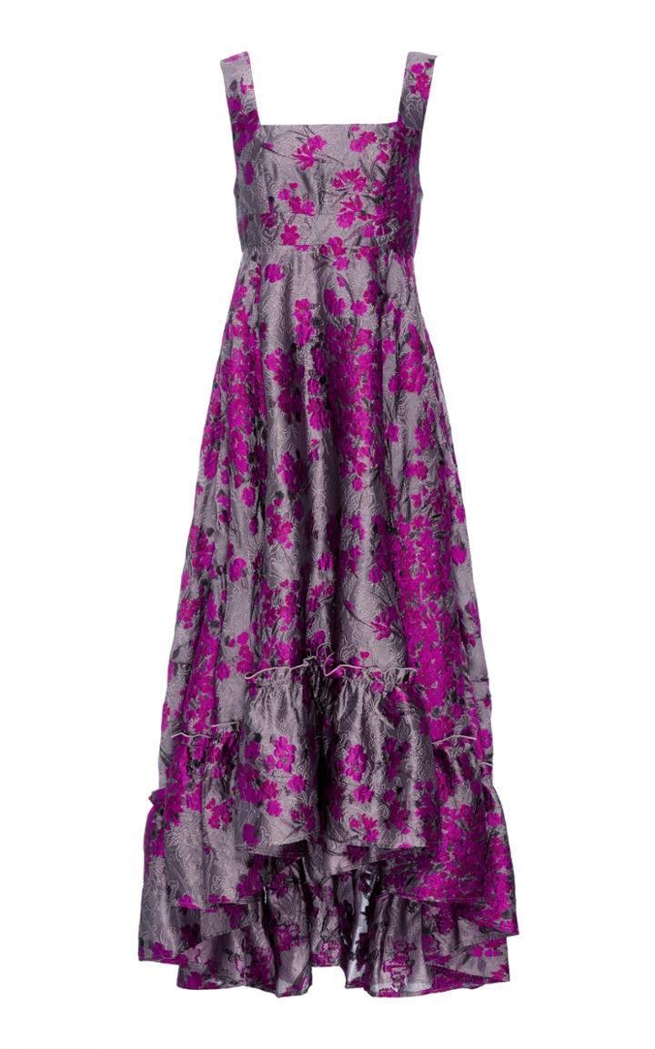 Co Metallic Jacquard High Low Gown