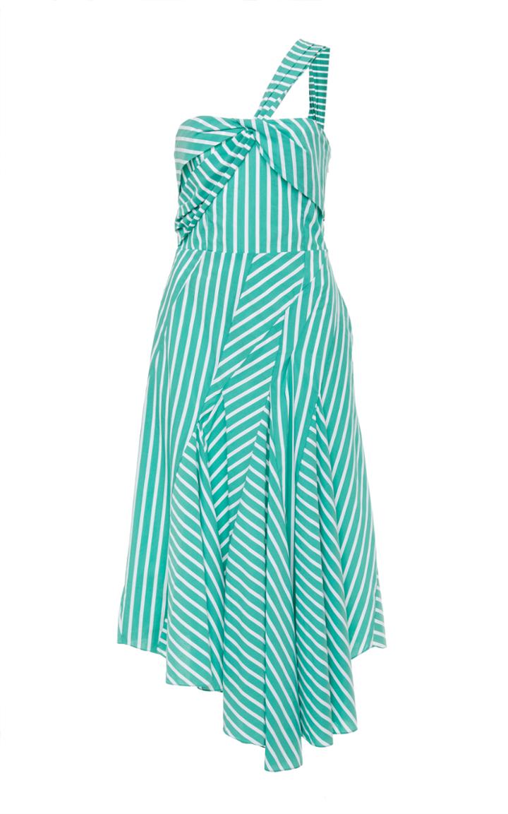 Tanya Taylor One Shoulder Stripe Pietra Dress