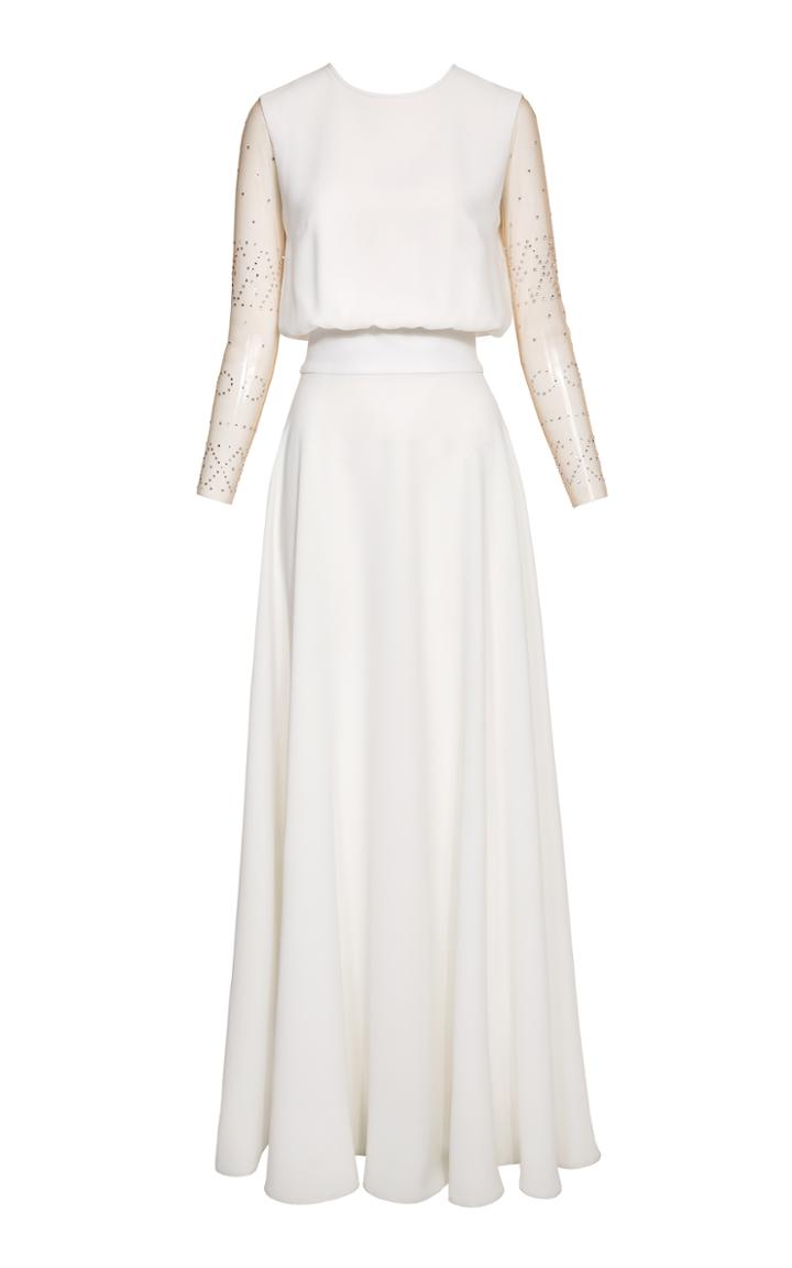 Lilli Jahilo Freya Crystal Embellished Sleeve Crepe Gown