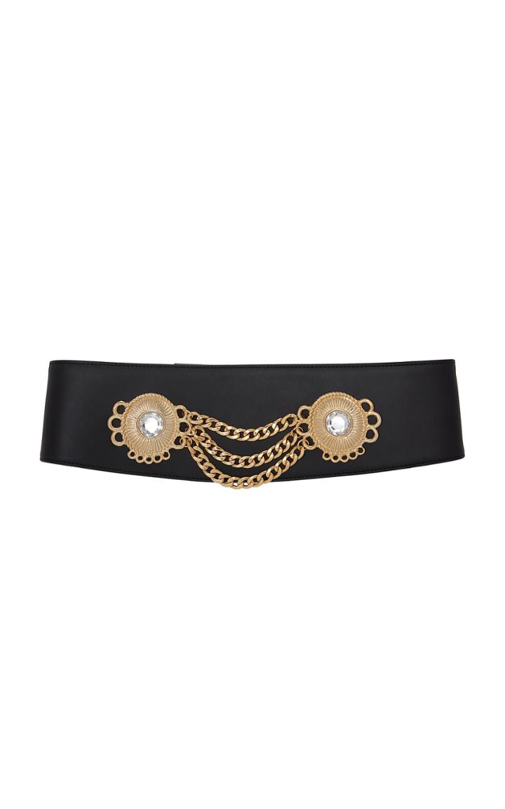 Alessandra Rich Embellished Leather Waist Belt
