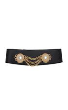 Alessandra Rich Embellished Leather Waist Belt