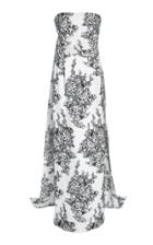 Oscar De La Renta Floral Fil Coup Crepe Strapless Column Gown