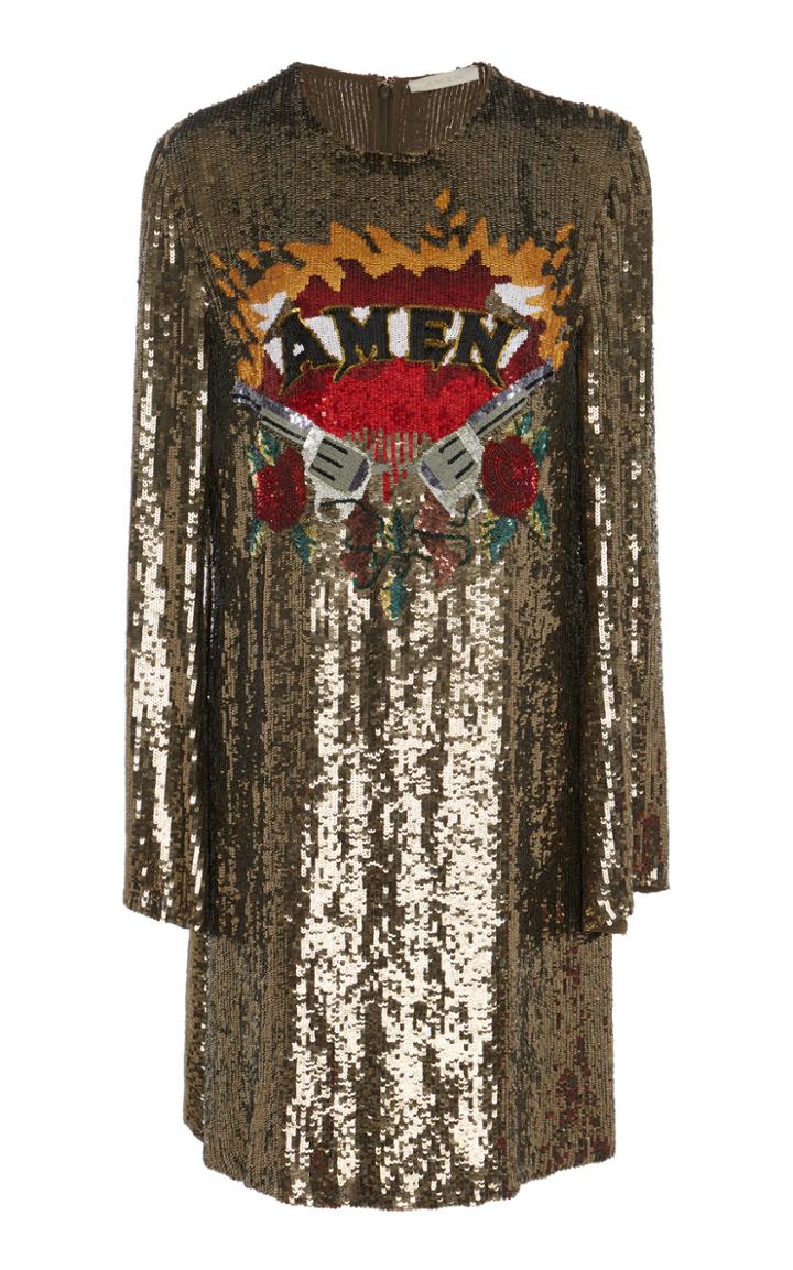 Amen Couture Paillette Embellished Long Sleeve Dress