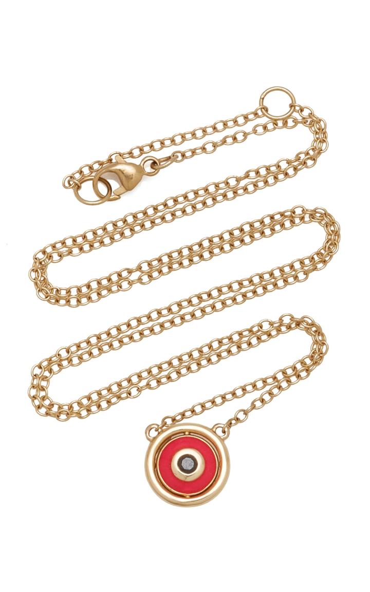 Moda Operandi Santo By Zani 14k Yellow Gold And Enamel Evil Eye Spinning Necklace