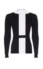 Moda Operandi Safiyaa Myrna Two-tone Ribbed-knit Mock-neck Top