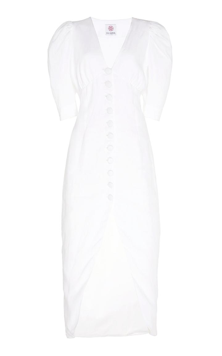 Moda Operandi Gl Hrgel Linen Button-front Midi Dress Size: Xs