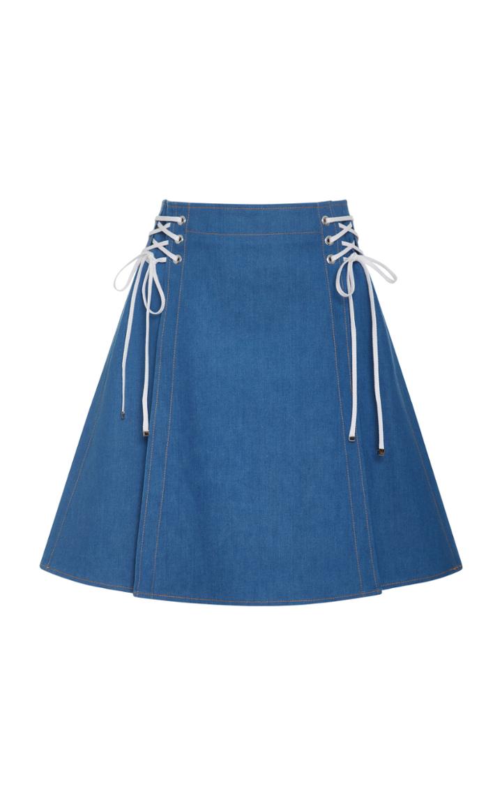 Adeam Lace Up Denim Skirt