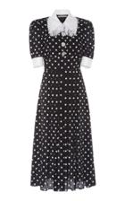 Moda Operandi Alessandra Rich Polka Dot Silk Collared Dress Size: 38