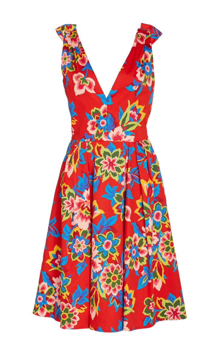 Carolina Herrera Floral-print Bow-detailed Cotton Dress
