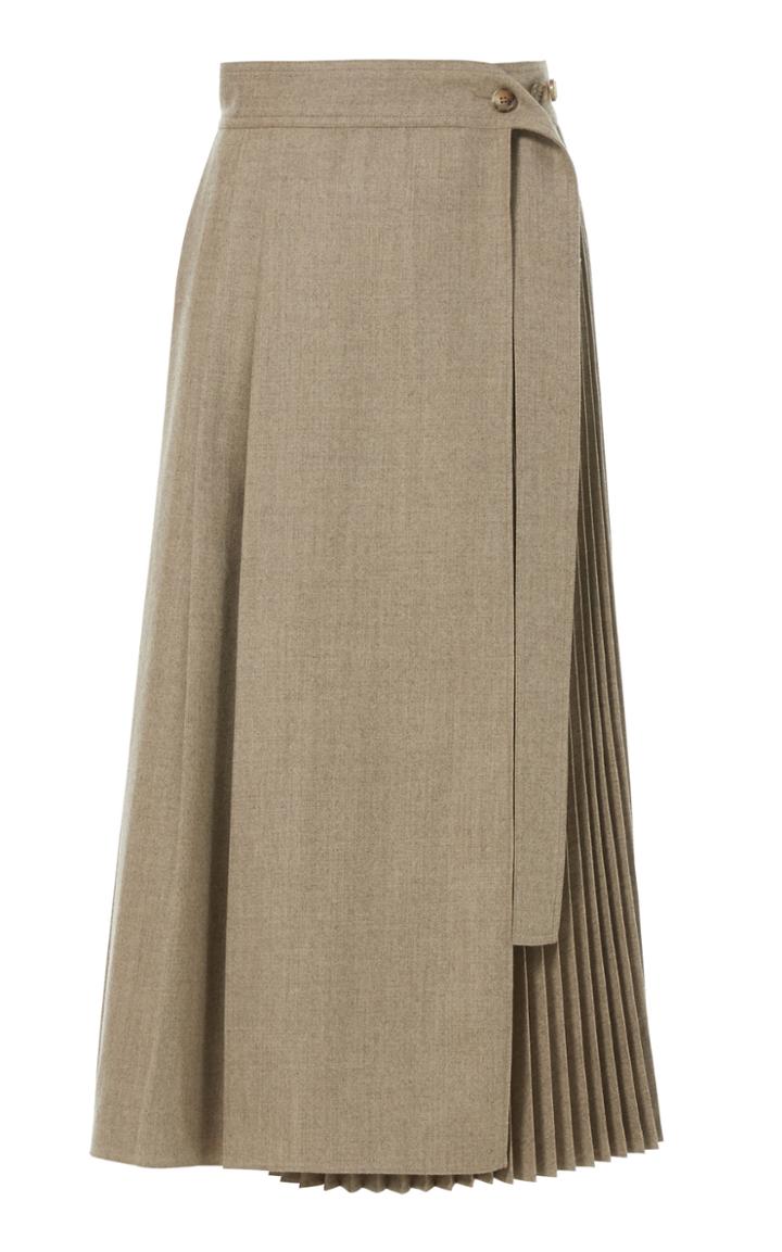 Lvir Pleated Wool Wrap Skirt