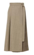 Lvir Pleated Wool Wrap Skirt