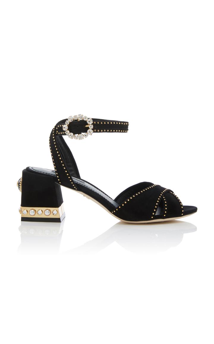 Dolce & Gabbana Embroidered Suede Sandals