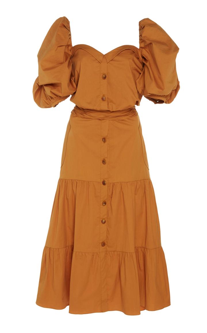 Johanna Ortiz Essence Of Silence Cotton-blend Puff Sleeve Dress