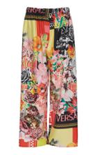 Versace Floral Wide-leg Silk Pants