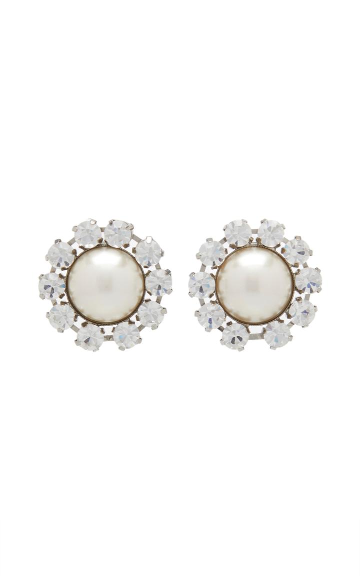 Moda Operandi Alessandra Rich Crystal And Pearl Statement Stud Earrings