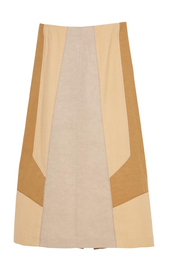 Moda Operandi Dorothee Schumacher Summer Mix Colorblock Linen-blend Midi Wrap Skirt