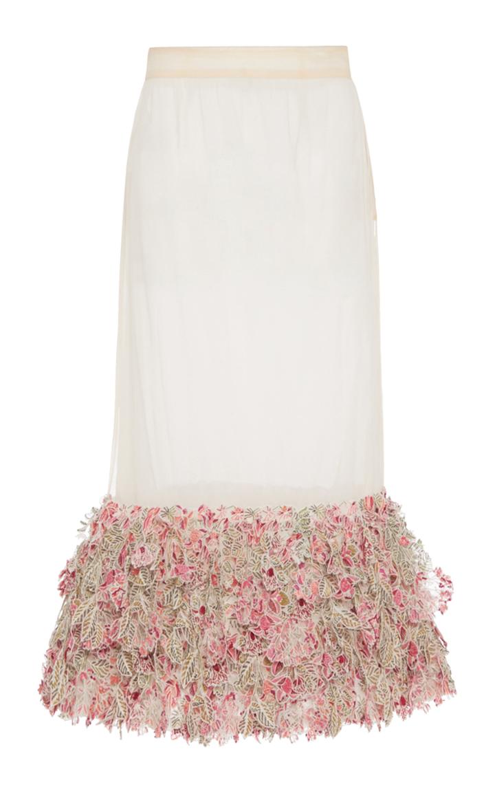 Moda Operandi Rahul Mishra Bougainvillea Floral-embroidered Organza Skirt Size: 36