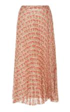Luisa Beccaria Chiffon Printed Roses Plisse Midi Skirt
