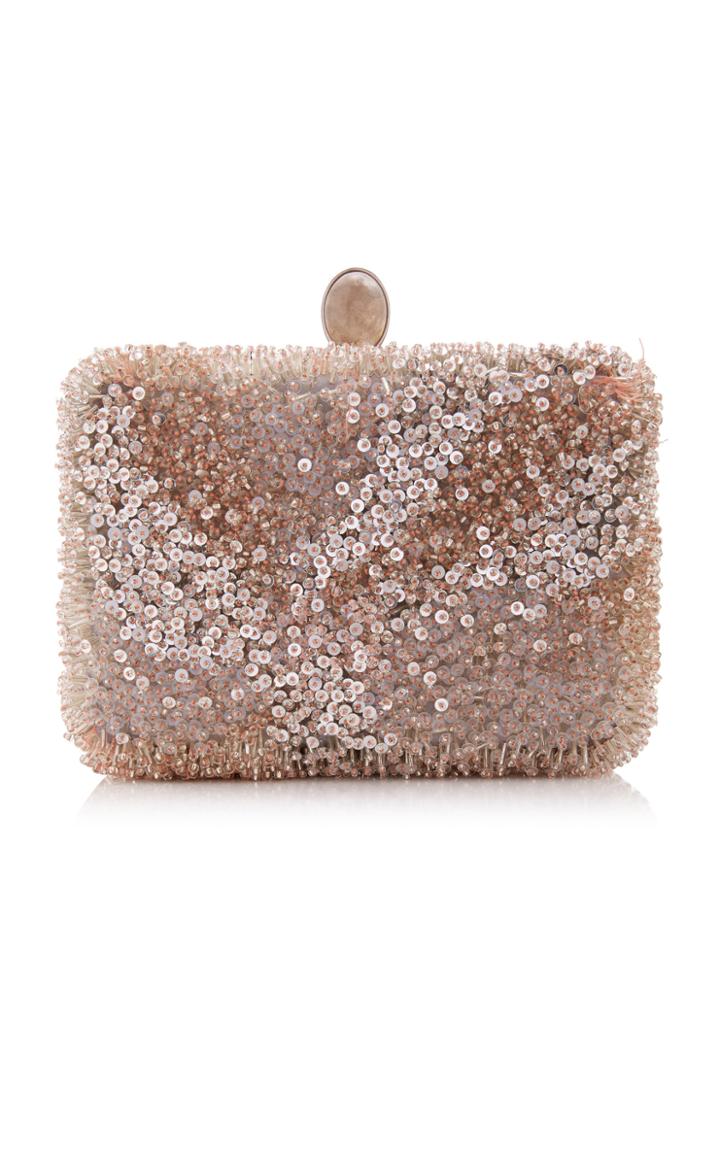Oscar De La Renta Sequin-embellished Satin Box Clutch