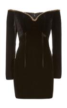 J. Mendel Off-the-shoulder Bead Trim Velvet Mini Dress