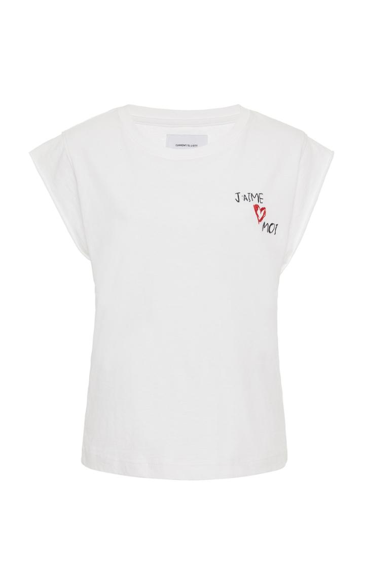 Current/elliott Jack Rose Embroidered Cotton-jersey T-shirt