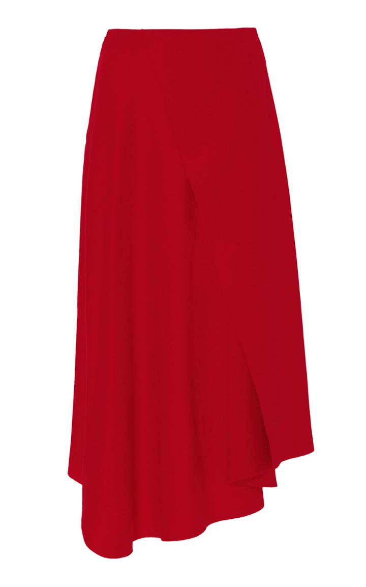 Vince Asymmetric Wrap-effect Twill Midi Skirt