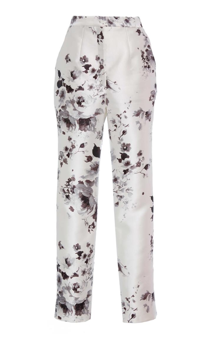 Monique Lhuillier Floral Straight Leg Pants