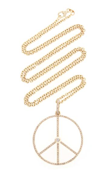 Sheryl Lowe 14k Yellow Gold Peace Sign Necklace