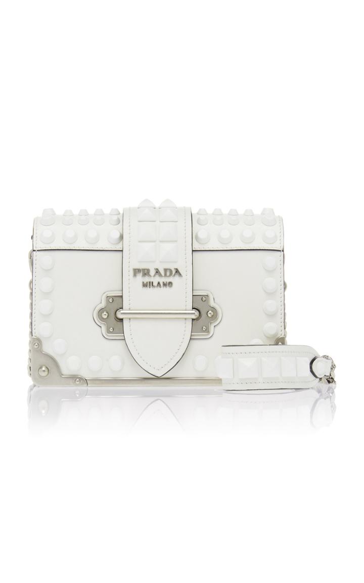 Prada Embellished Cahier Leather Shoulder Bag