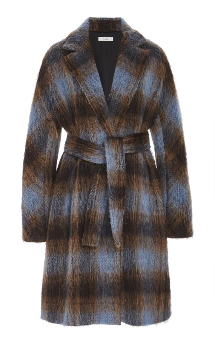 Vince Oversized Belted Brushed Wool-blend Coat