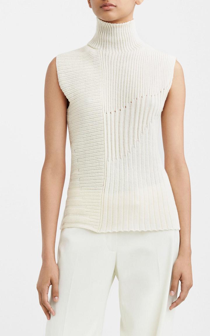 Moda Operandi Marina Moscone Mixed-knit Wool-blend Funnel-neck Top