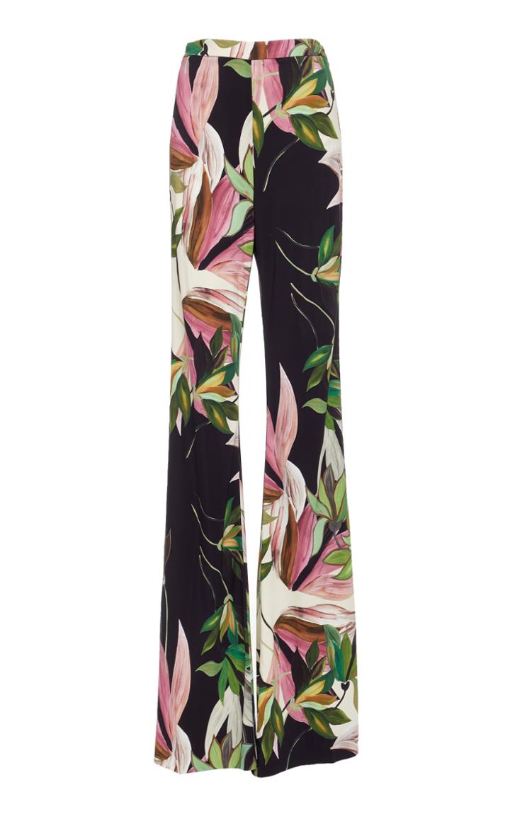 Christian Siriano Wide Leg Crepe De Chine Pants