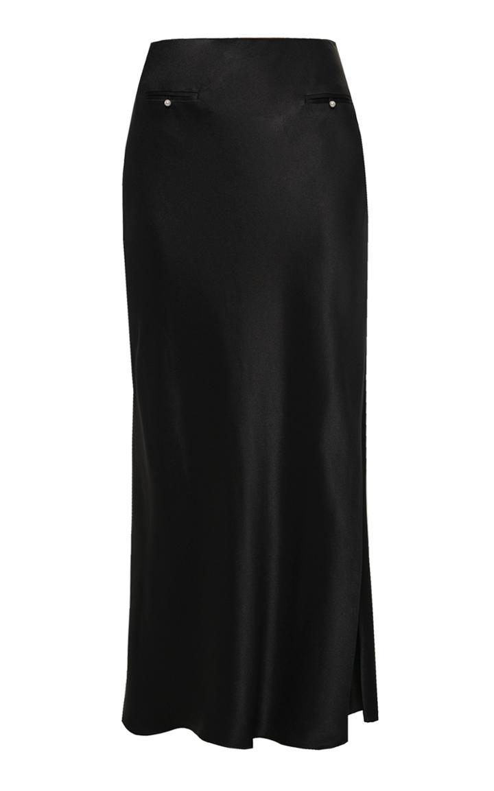 Anna October Roma Button-detailed Satin Midi Skirt