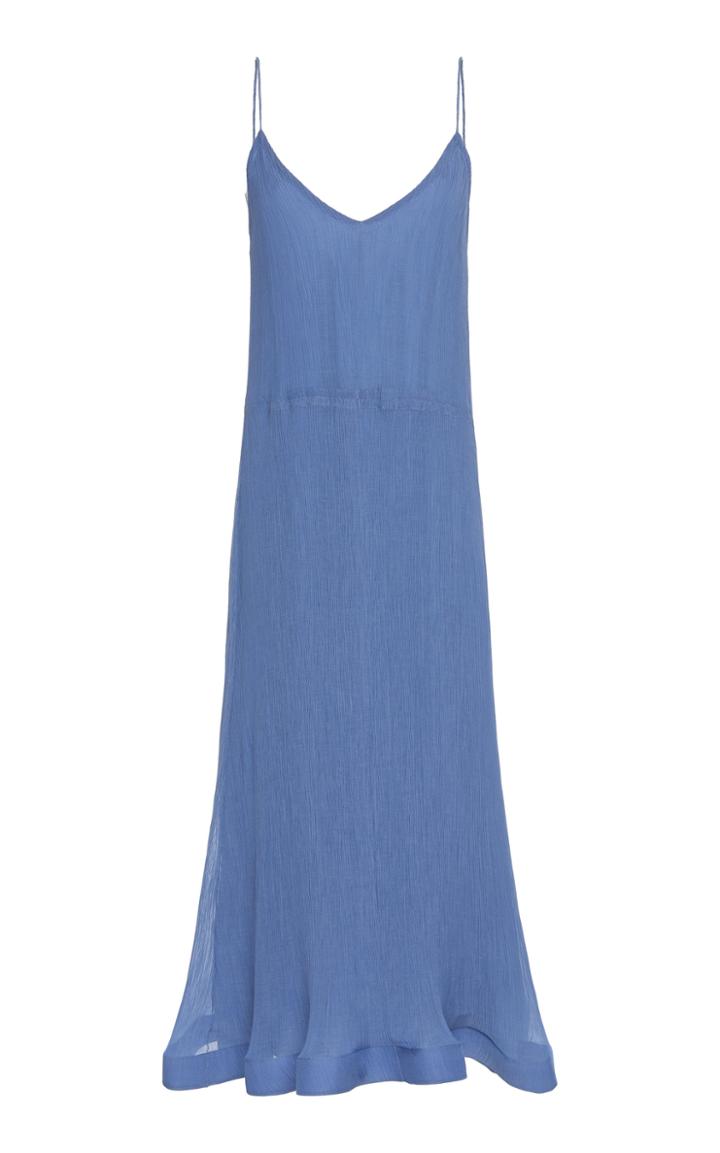 Jw Anderson Trumpet Hem Pleated Silk-blend Midi Dress