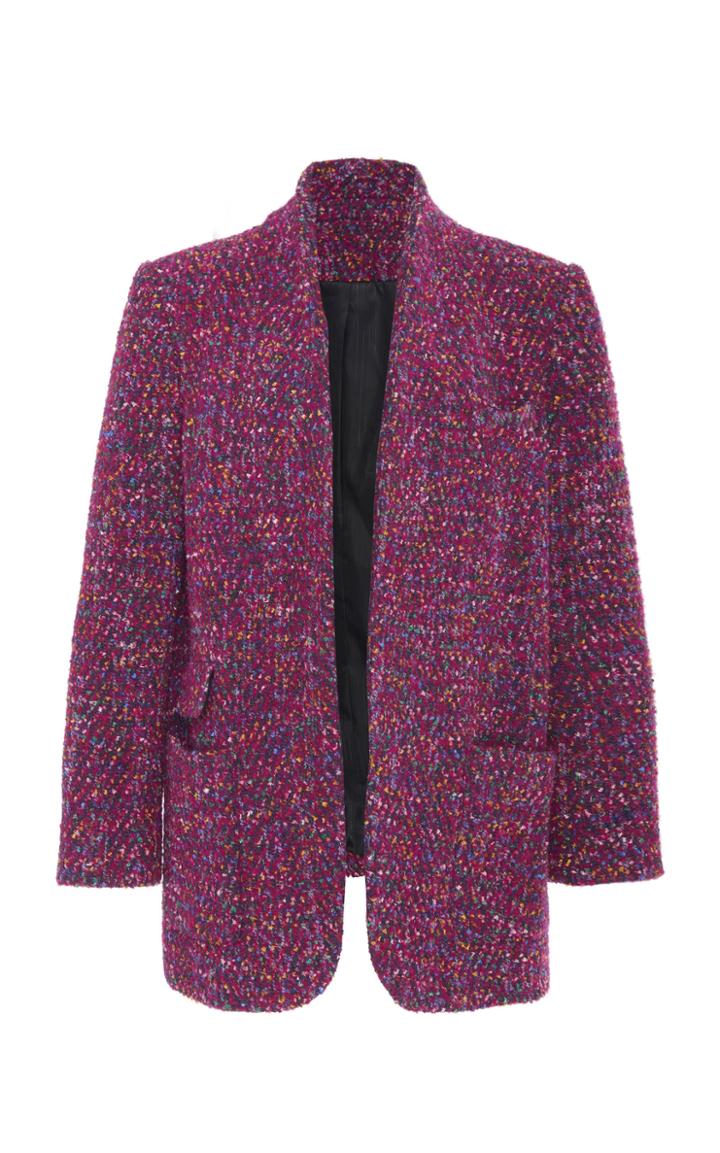 Veronica Beard Crispin Multicolor Boucl Tweed Coat