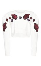 Francesco Scognamiglio Embroidered Long Sleeve Cropped Top