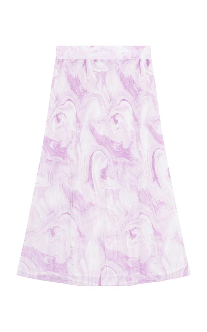Moda Operandi Ganni Pleated Georgette Midi Skirt