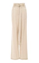 Sally Lapointe Snake-effect Belted Crepe De Chine Wide-leg Pants
