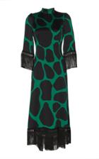Andrew Gn Fringe-trimmed Animal Print Silk-blend Dress