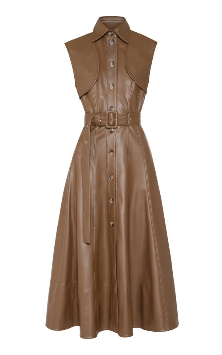 Moda Operandi Matriel Two-in-one Belted Vegan Leather Dress