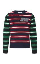 Jw Anderson Logo-embroidered Striped Wool Sweater