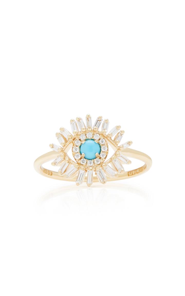 Suzanne Kalan 18k Gold Diamond Turquoise Ring