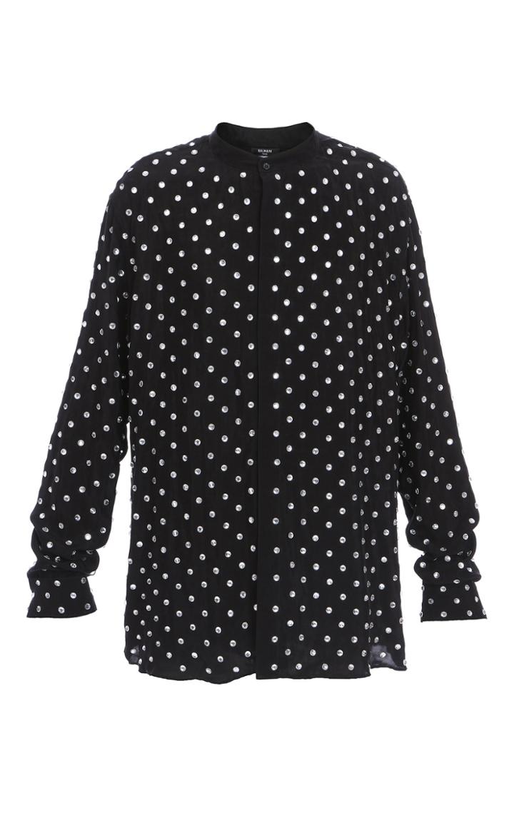 Balmain Oversized Strass Dot Cupro Shirt