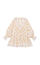 Moda Operandi Bytimo Lace-trimmed Printed Slub Cotton Mini Dress