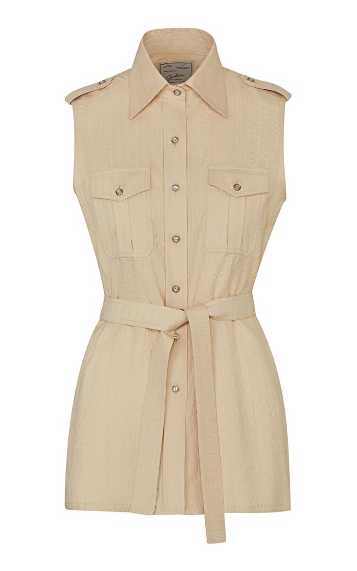 Moda Operandi Giuliva Heritage The Aurora Linen-silk Blend Sleeveless Shirt