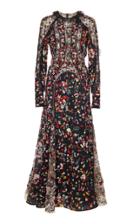 Elie Saab Bead Embroidery Lace Midi Dress