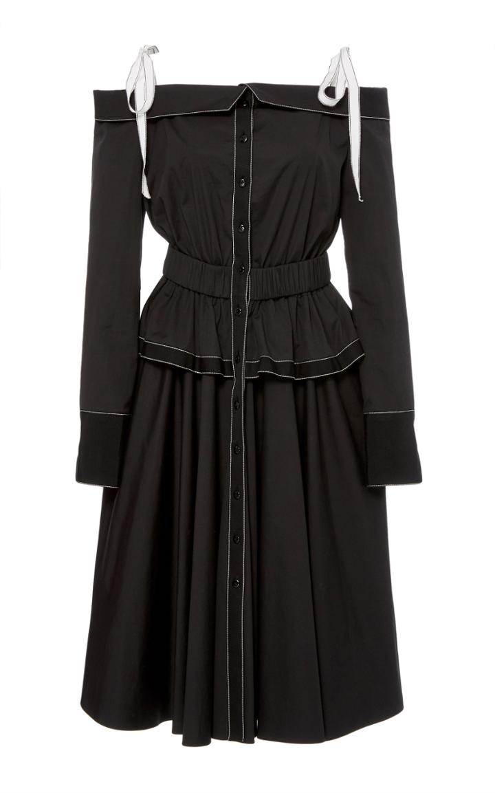 Carolina Herrera Off The Shoulder Shirt Dress