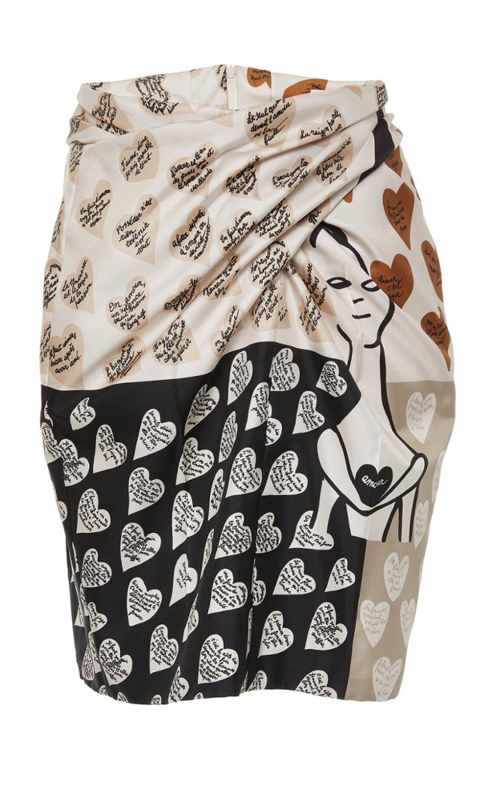 Max Mara Oidio Sketch Printed Silk Satin Skirt
