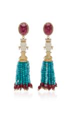 Rodrigo Massot 18k Gold, Turquoise, And Rubellite Drop Earrings